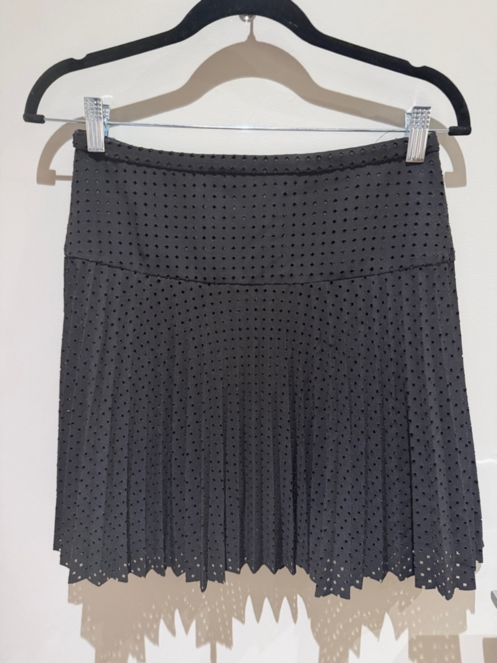J. Crew Black Eyelet Pleated Mini Skirt